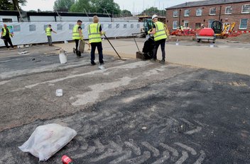 during a resin bound car park paving  