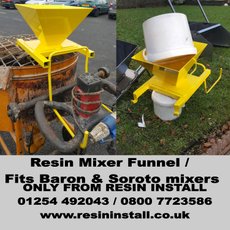 Resin mixer funnel, Baron, Soroto mixer attachment , resin bound tools, resin install